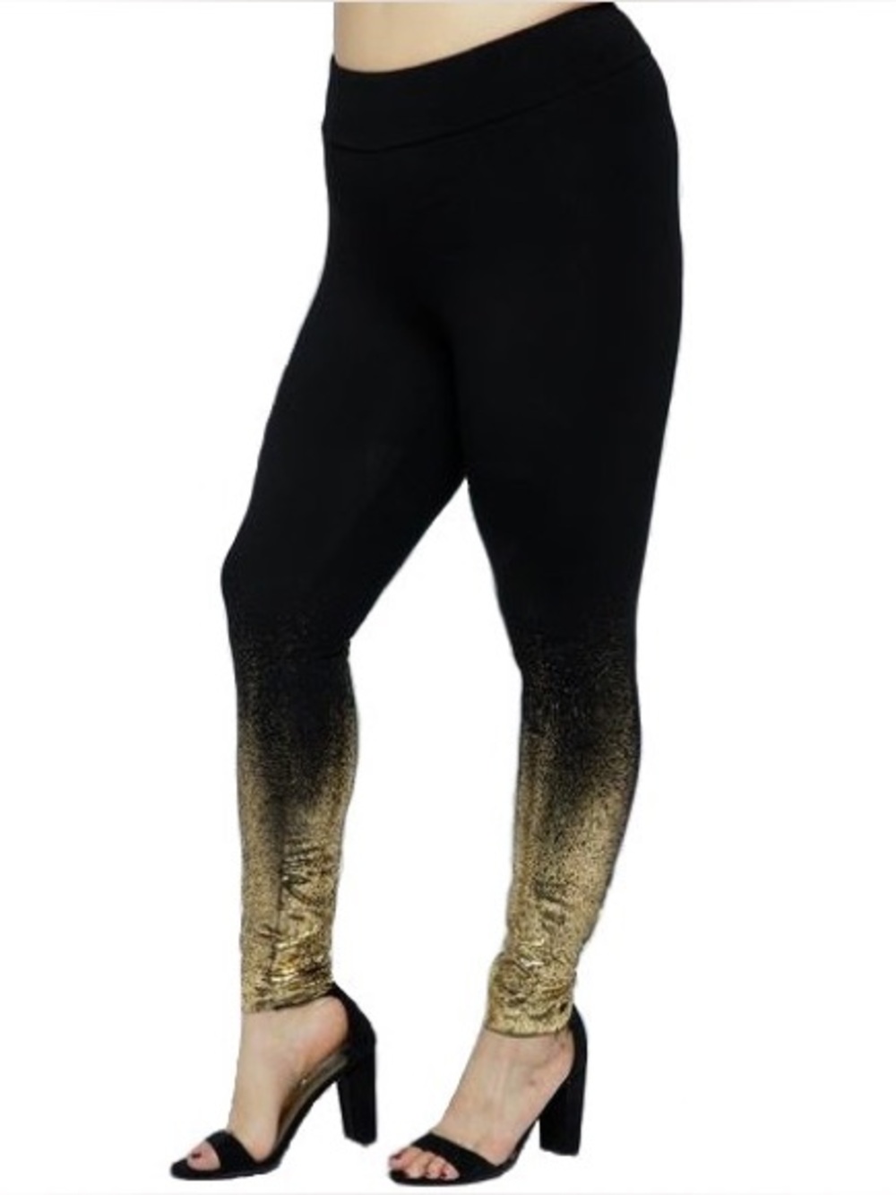 Vocal USA Gold Leaf Shimmer Gradient Leggings - Black - Size XL (NWT) ✨🖤🍂